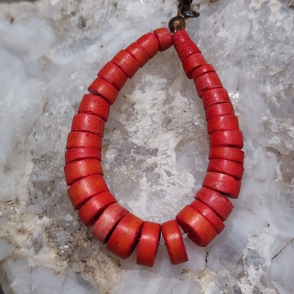 Vintage Red Beaded Earrings - Picture 3 of 5